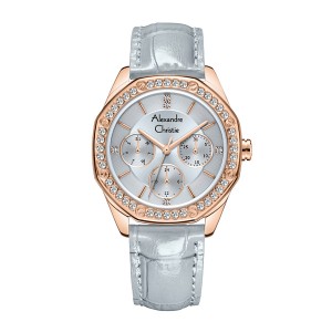 Alexandre Christie AC 2B17 Rosegold Light Blue Leather BFLRGLB